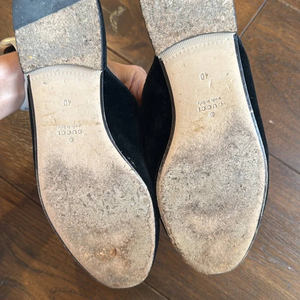 Gucci - Horsebit Supreme GG Slippers - Black Velvet w/Green Frog - Size: EU 40 - Picture 6 of 6